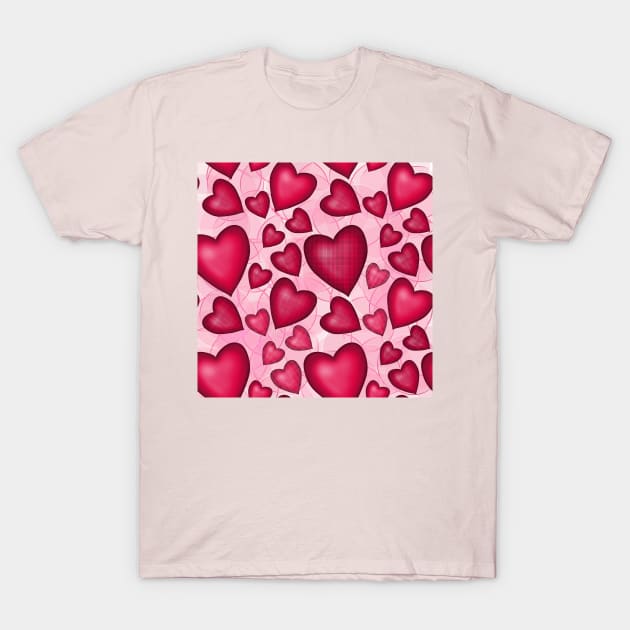 Love heart Surface Pattern by Kate VanFloof T-Shirt by KateVanFloof